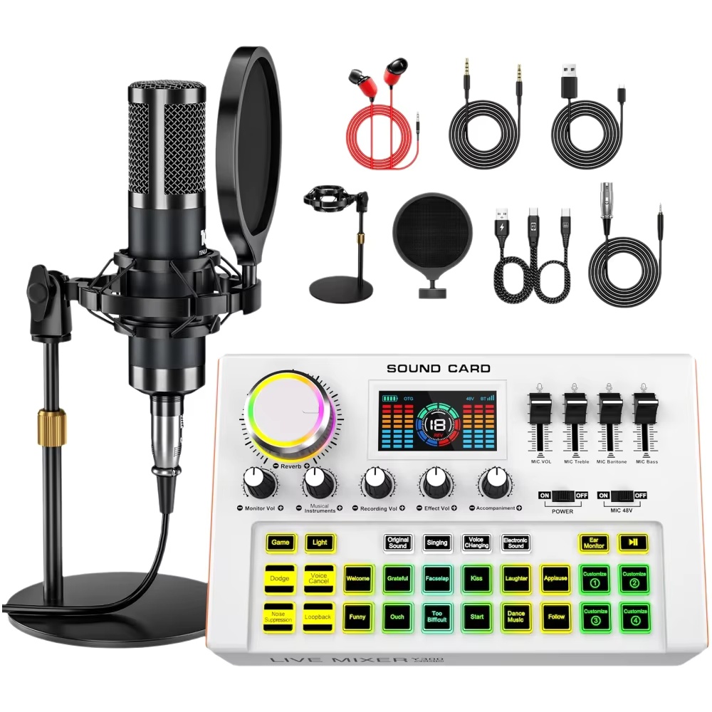 Condenser Microphone Kit - Tenlamp Podcast Equipment Bundle Kit for