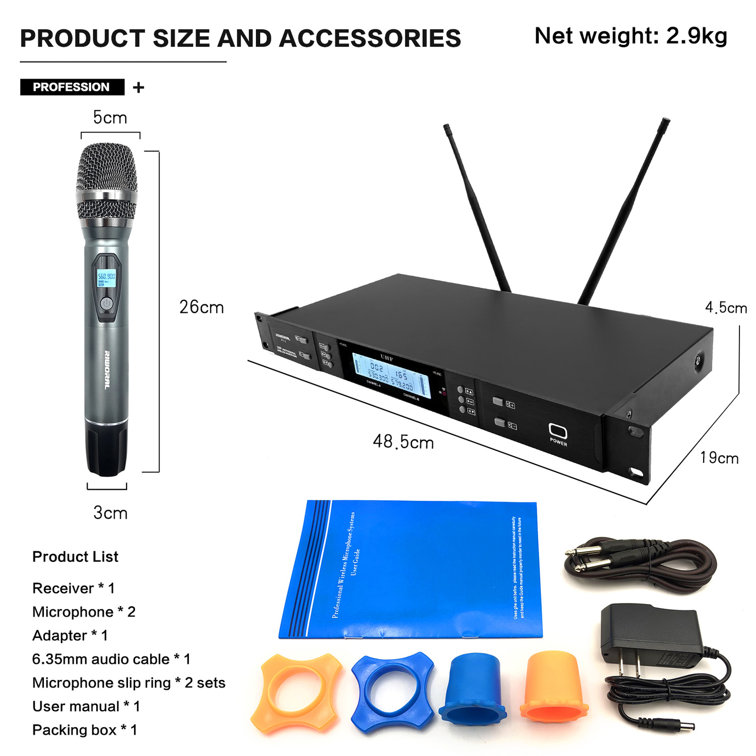 Condenser Microphone Kit - 2026 RV-2 Professional FM Wireless Karaoke
