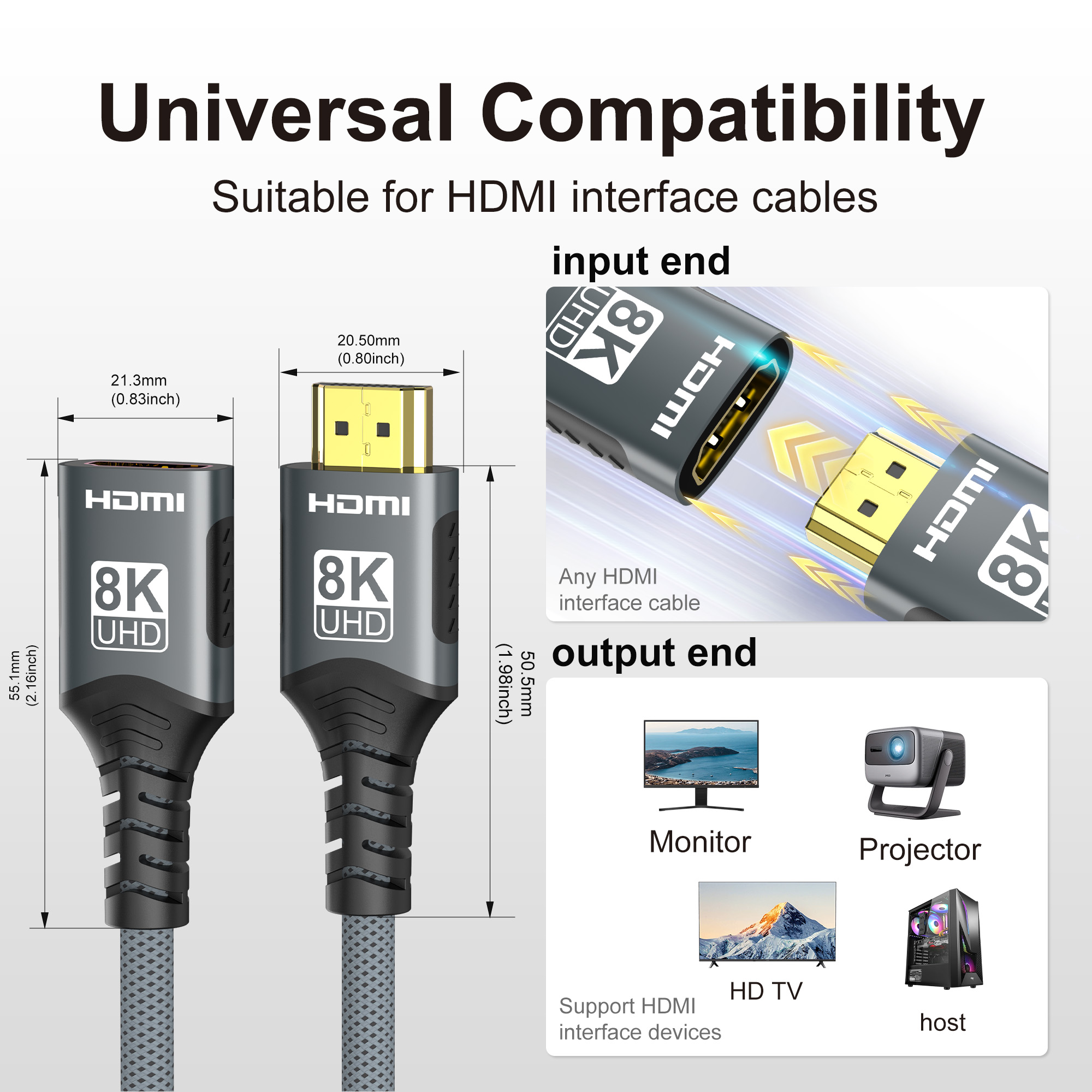 HDMI 2.1 Extension cable 8K HD - Mdi Cable review and price